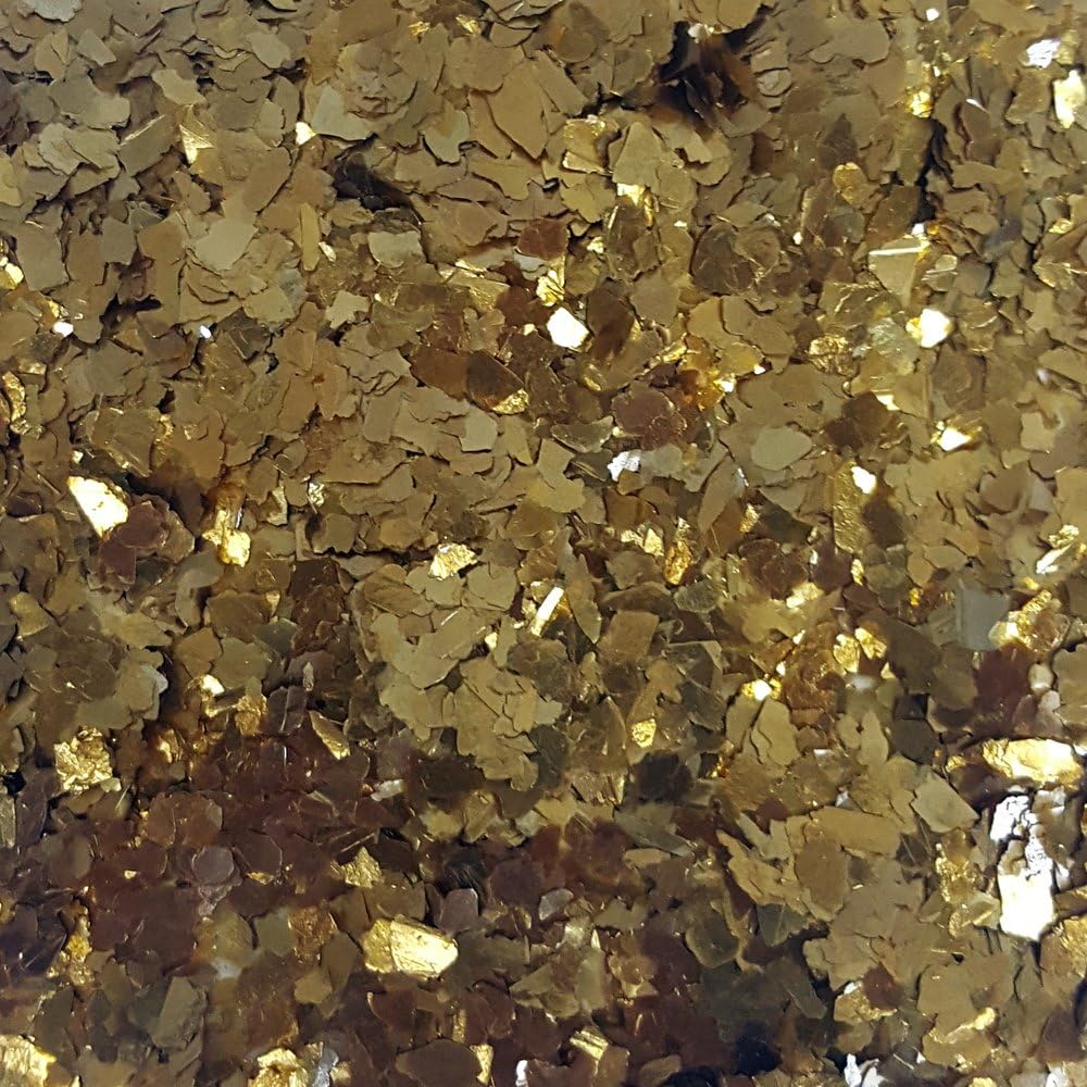 1/16" Gold Mica Metallic Color Flakes for Epoxy Floors - Decorative High-Shine Flooring Additive for Interior & Exterior Applications - 1 Pound