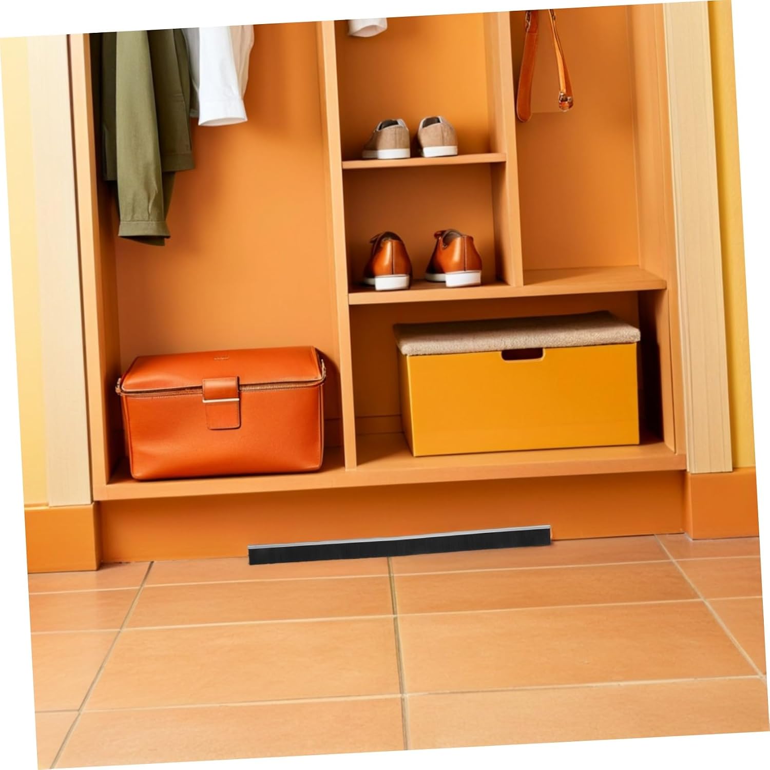 CHILDWEET 2pcs Door Bottom Brush Sweep Seal 50cm with 25mm Bristles Adhesive Under Door Draft Stopper Soundproof Weather Stripping
