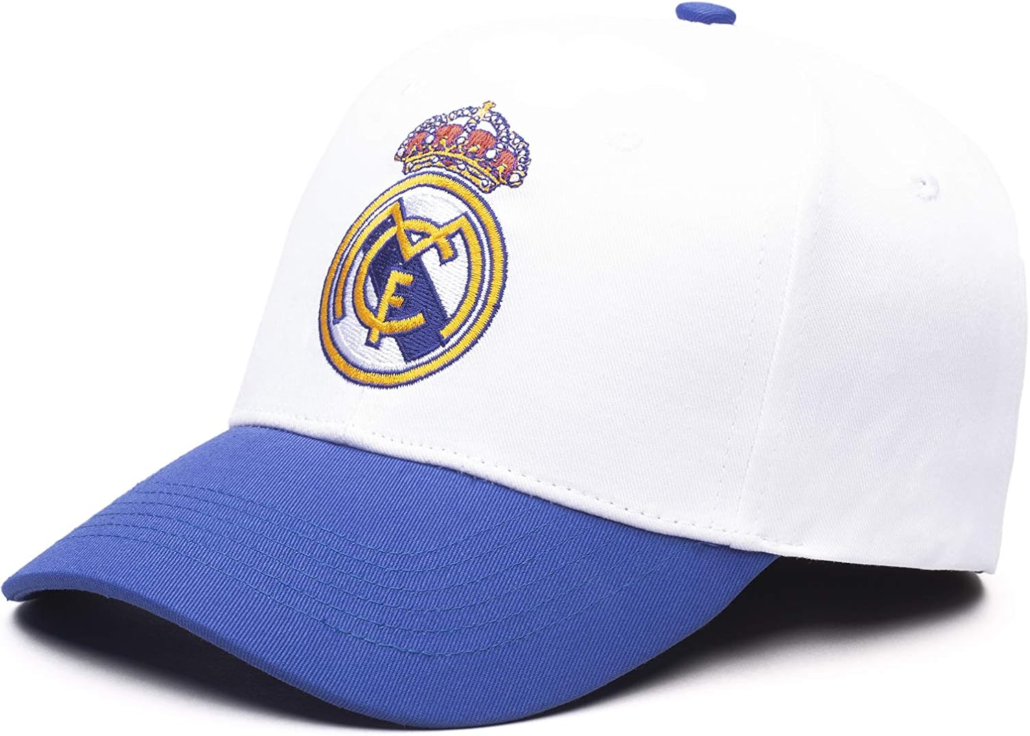 Fan Ink Real Madrid 2-Tone Adjustable Hat – Officially Licensed Soccer Cap – Embroidered Club Crest – Curved Brim – Unisex One Size – Royal & White - Image 5
