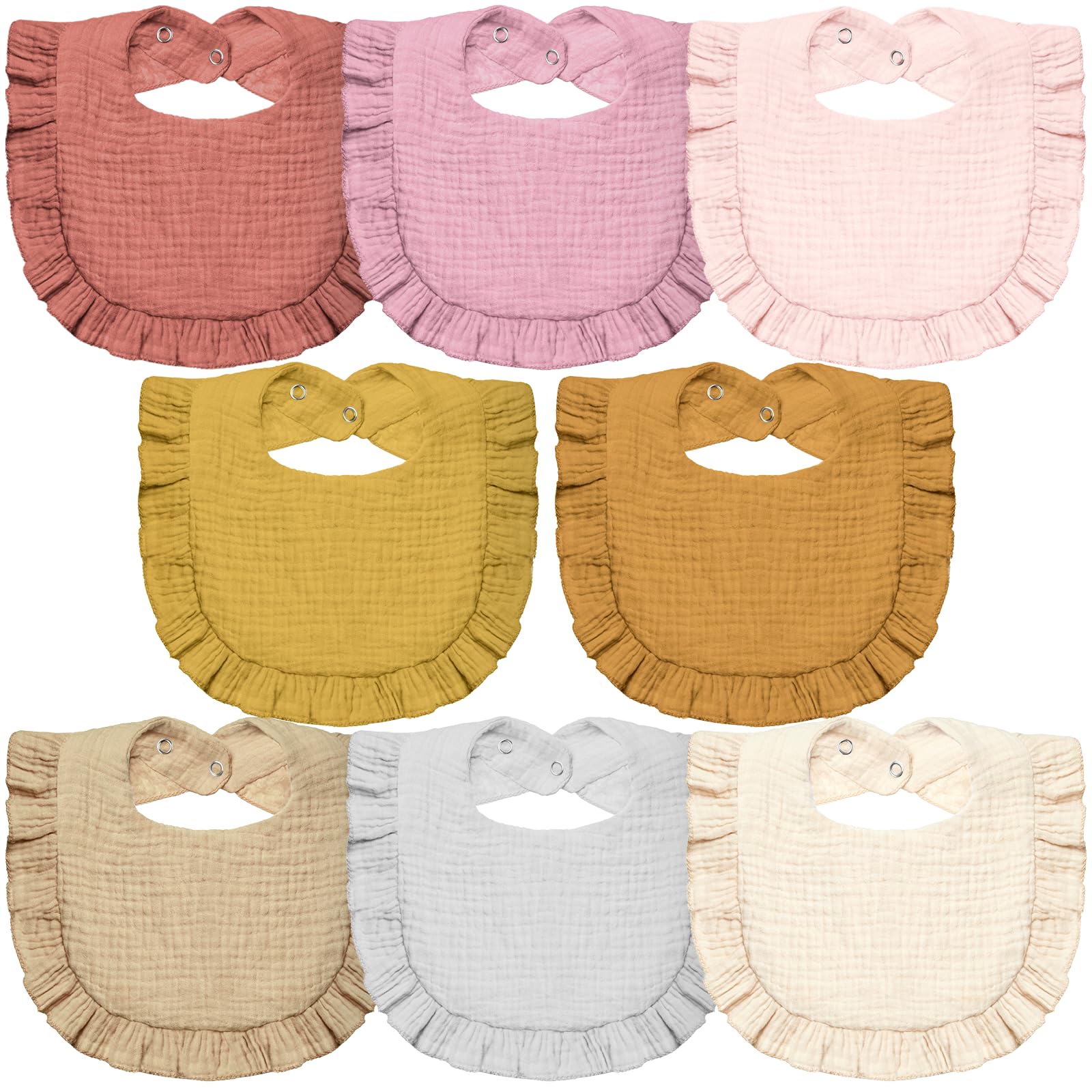Lictin 8-Pack Muslin Baby Bibs - Bandana Drooling and Teething Bibs, Unisex Cotton