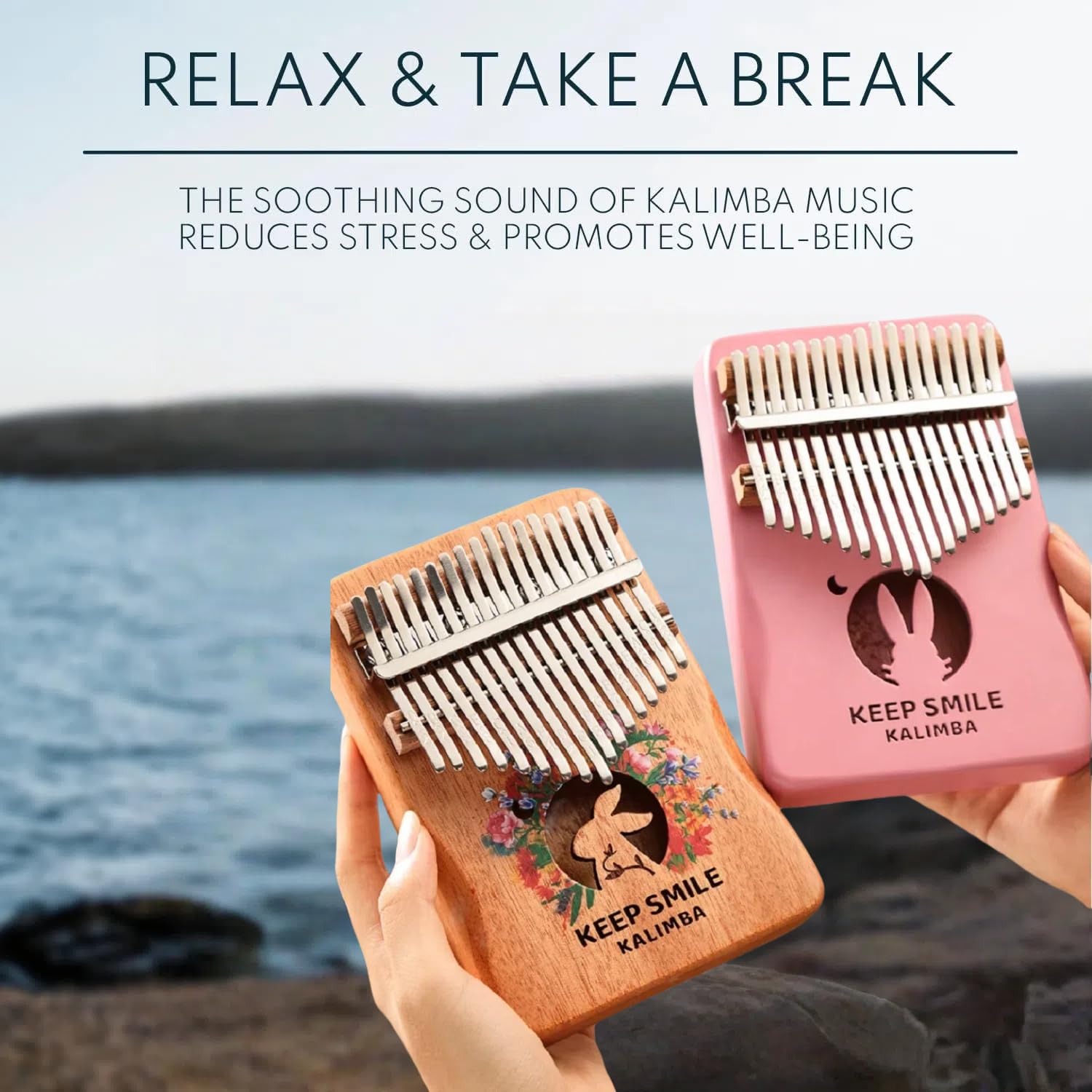 Kalimba - Pianoforte da pollice con 21 tasti/17 tasti, strumento musicale portatile per principianti, regalo musicale per gli amanti della musica (coniglietto, grande)