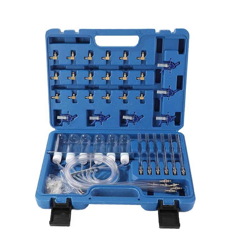 Kit Testador de Vazão de Retorno de Injetores Diesel Wenzhon com 24 Adaptadores e 12 Copos de Medição para Motores de até 6 Cilindros