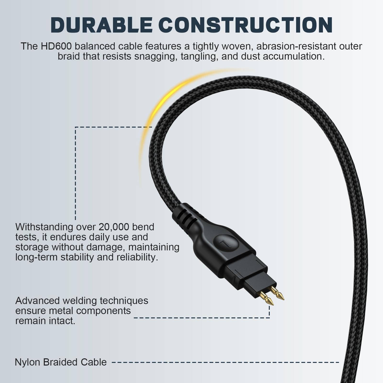 Zosvoses HD650 Ersatzkabel kompatibel mit Sennheiser HD650, HD600, HD580, HD58X, HD660S, HD660S2, Massdrop HD6XX Kopfhörer, 2-3 m
