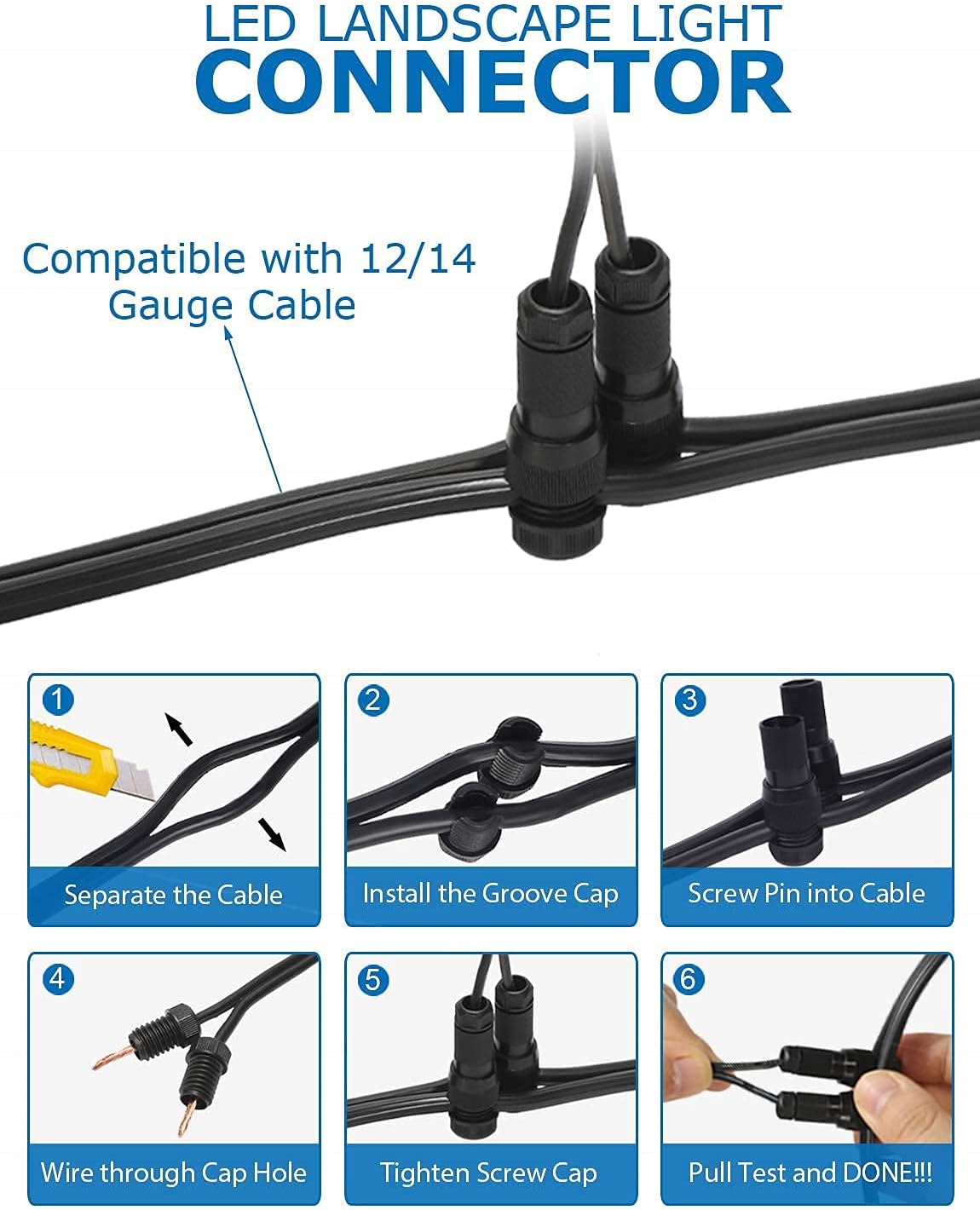 SUNVIE 10 Pack 12W Low Voltage Landscape Lights LED Landscape Lighting AC/DC 12V-24V Outdoor Spotlight, 200W Low Voltage Transformer Waterproof Landscape Lighting Transformer with Timer and Photocell