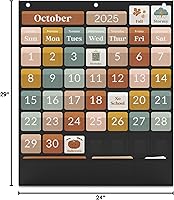 Vista 10 de El gráfico de bolsillo de calendario definitivo para el aula para niños - Hermoso calendario con tarjetas educativas para aprendizaje fácil
