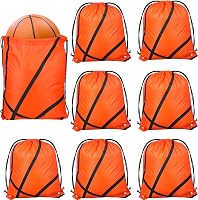 Riakrum 8-Pack 16.5" Basketball Sports Drawstring Bags - Durable Oxford Cinch Sacks for Party Favors, Gym & Gifts