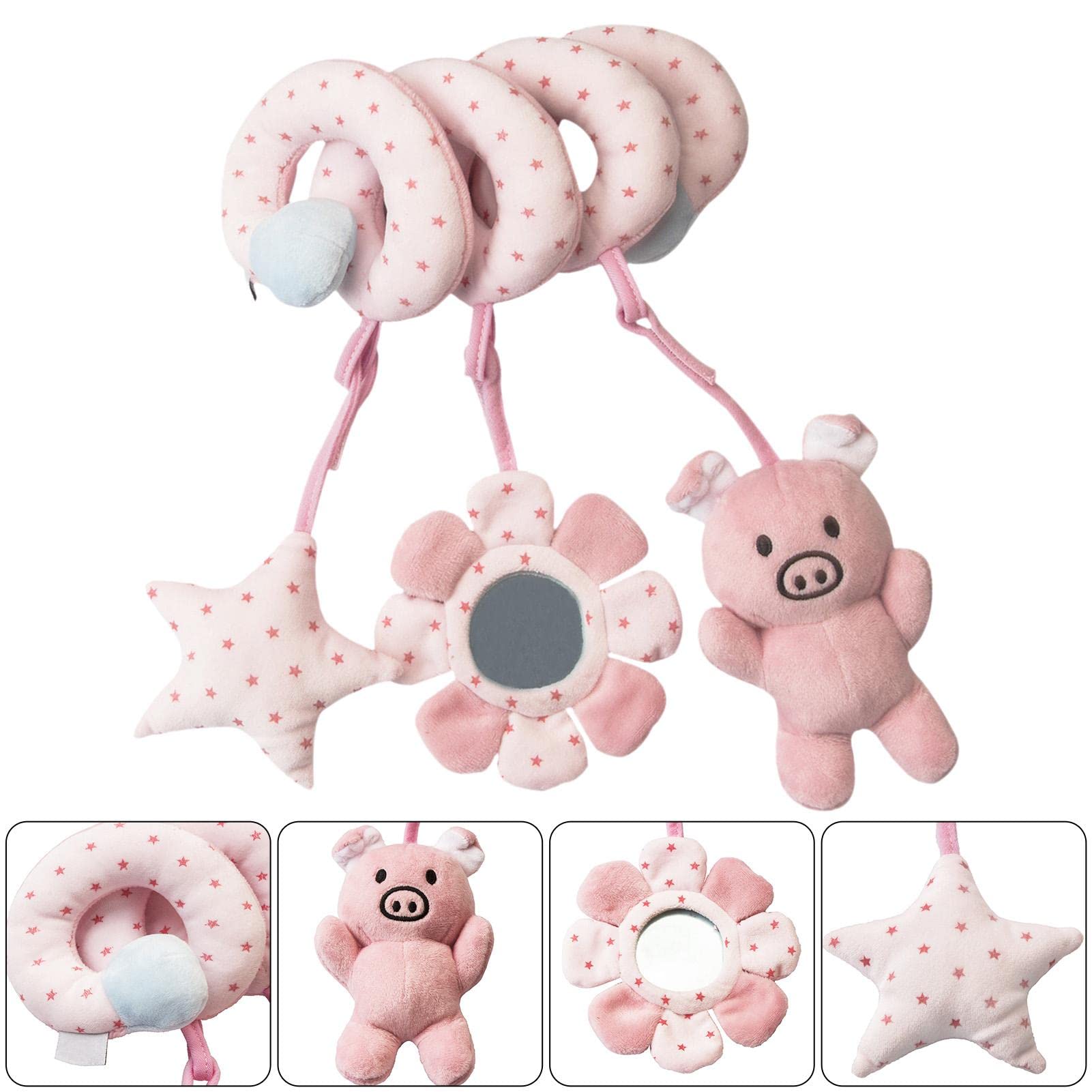 Horett Baby Activity Spiral Plush Toy 40cm Crib Stroller Hanging (Pink)