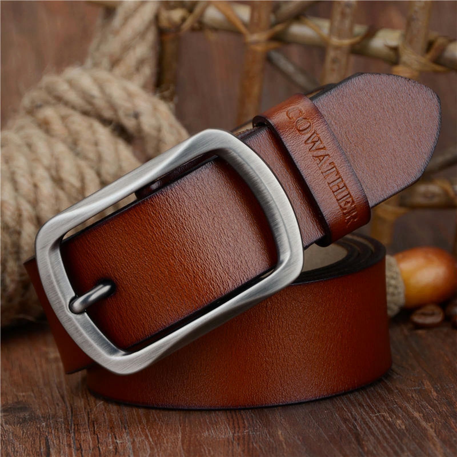 TsoLay Cintura Di Cuoio Cintura In Pelle Maschile Casual, Cintura In Pelle Con Fibbia Per Perno
