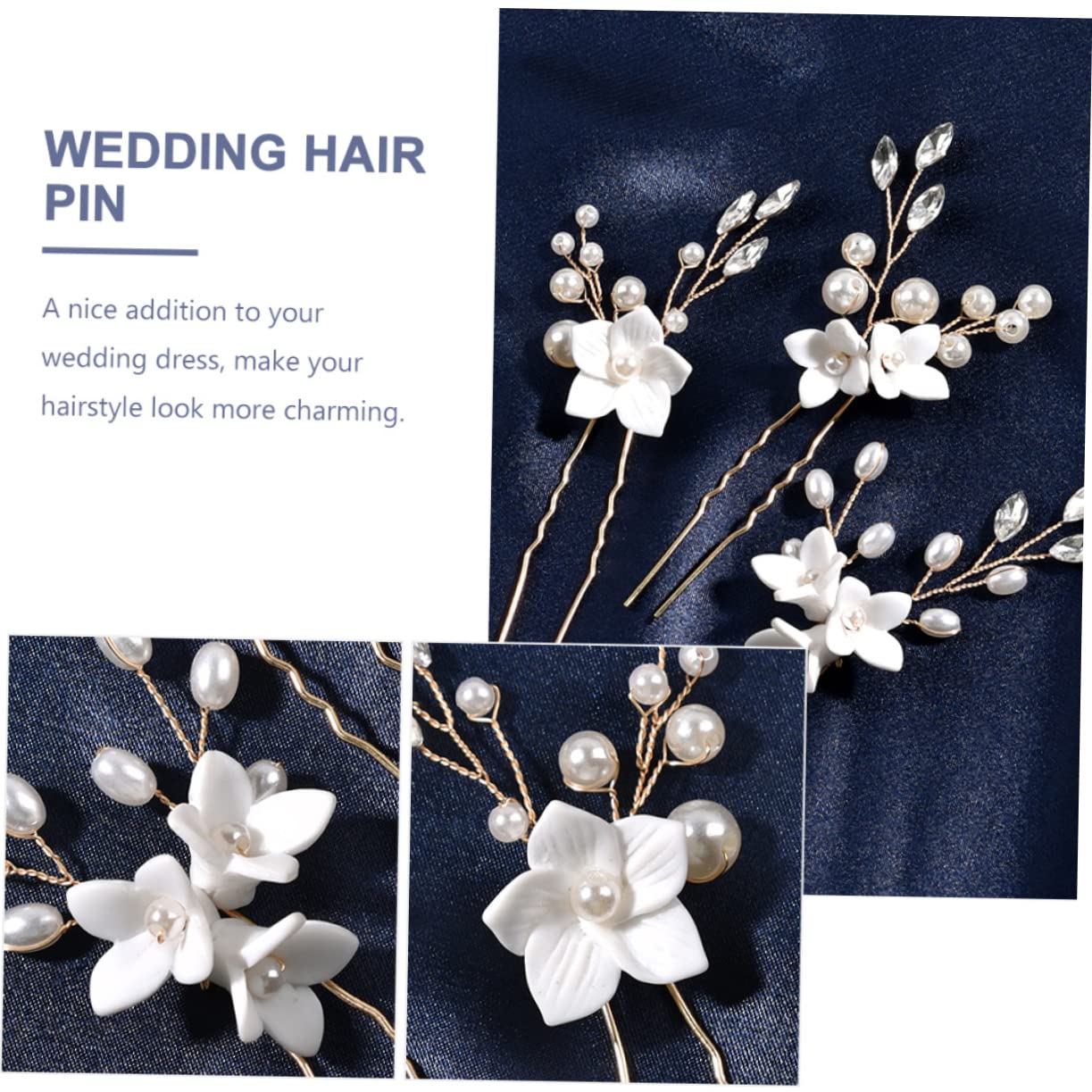 minkissy 12stücke Hochzeits Haarnadeln Mit Perlen Und Blumen U-förmige Braut Haarschmuck Für Elegante Frisuren Bei Hochzeiten Und Festen Langlebig Und Stilvoll Ergänzung Für Ihr