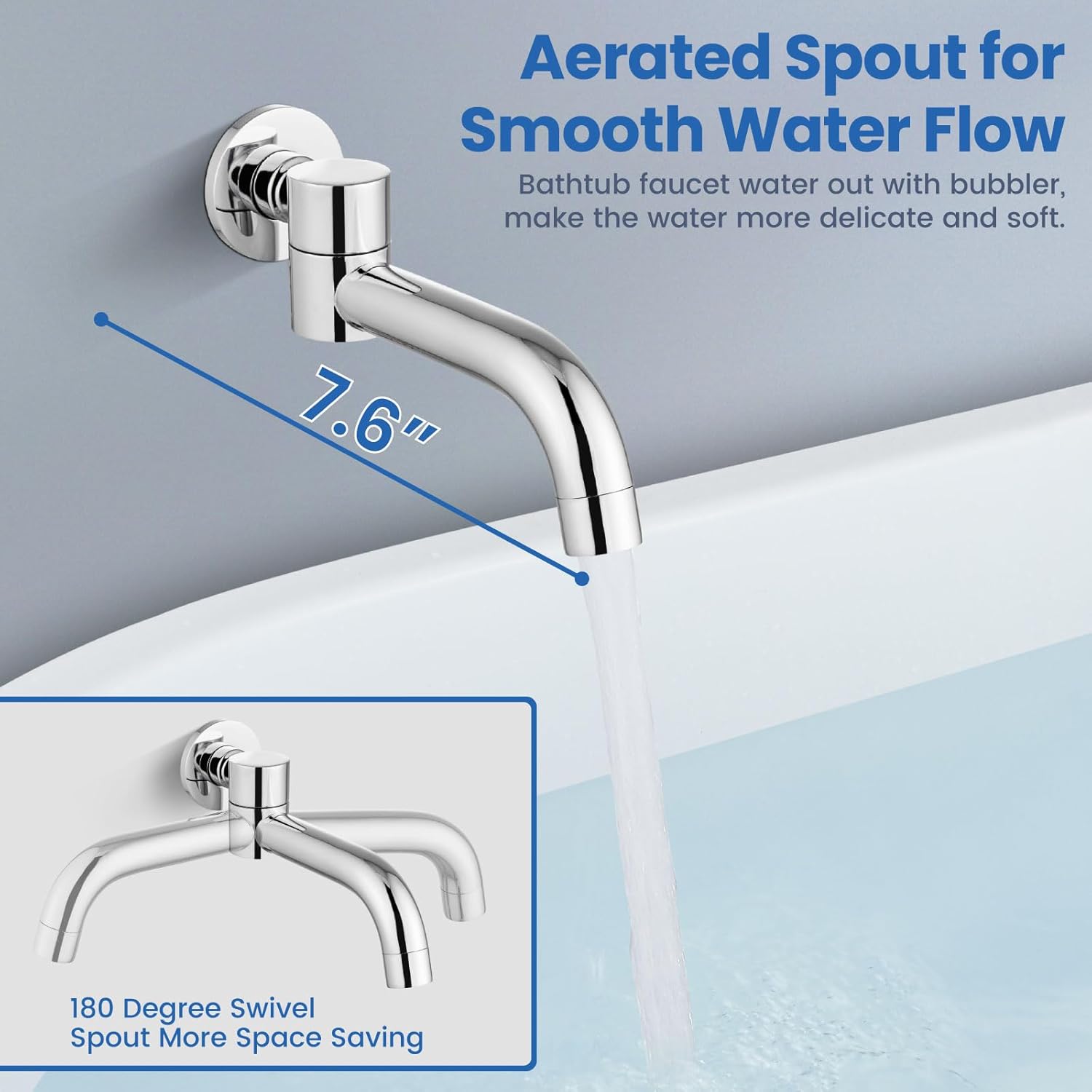 Airuida Shower System with Tub Spout – Wall Mount 3-Function Tub and Shower Faucet Combo,10-Inch Round Rainfall Showerhead,Handheld Shower & Rotatable Tub Spout,Rough-In Valve,Chrome Polish