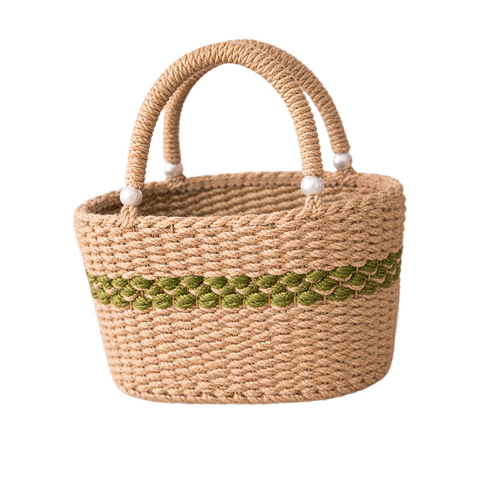 Adaptable Circular Woven Carrier for Shopping Goods Reading Materials and Trip Necessities 13cm Depth Round Woven Basket