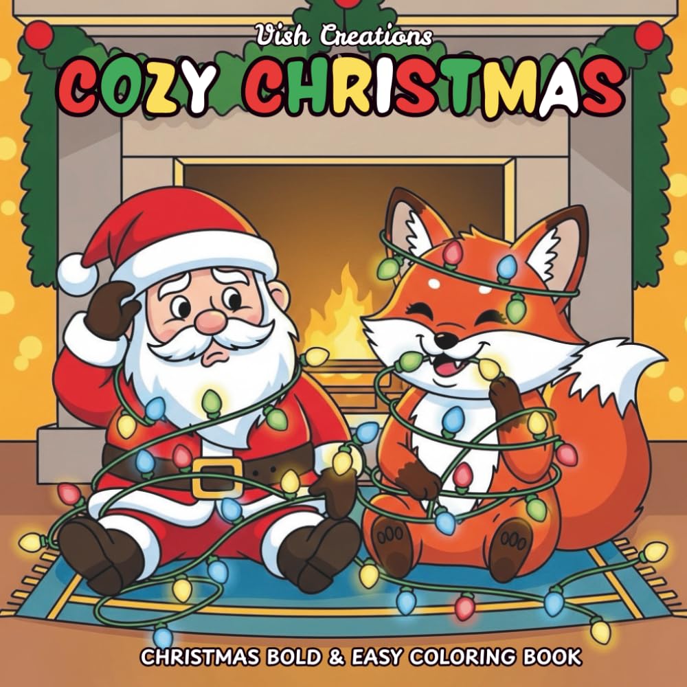Cozy Christmas: Santa and the Winter Fox Coloring Book(Funny Edition): Coloring Book for Adults and Kids