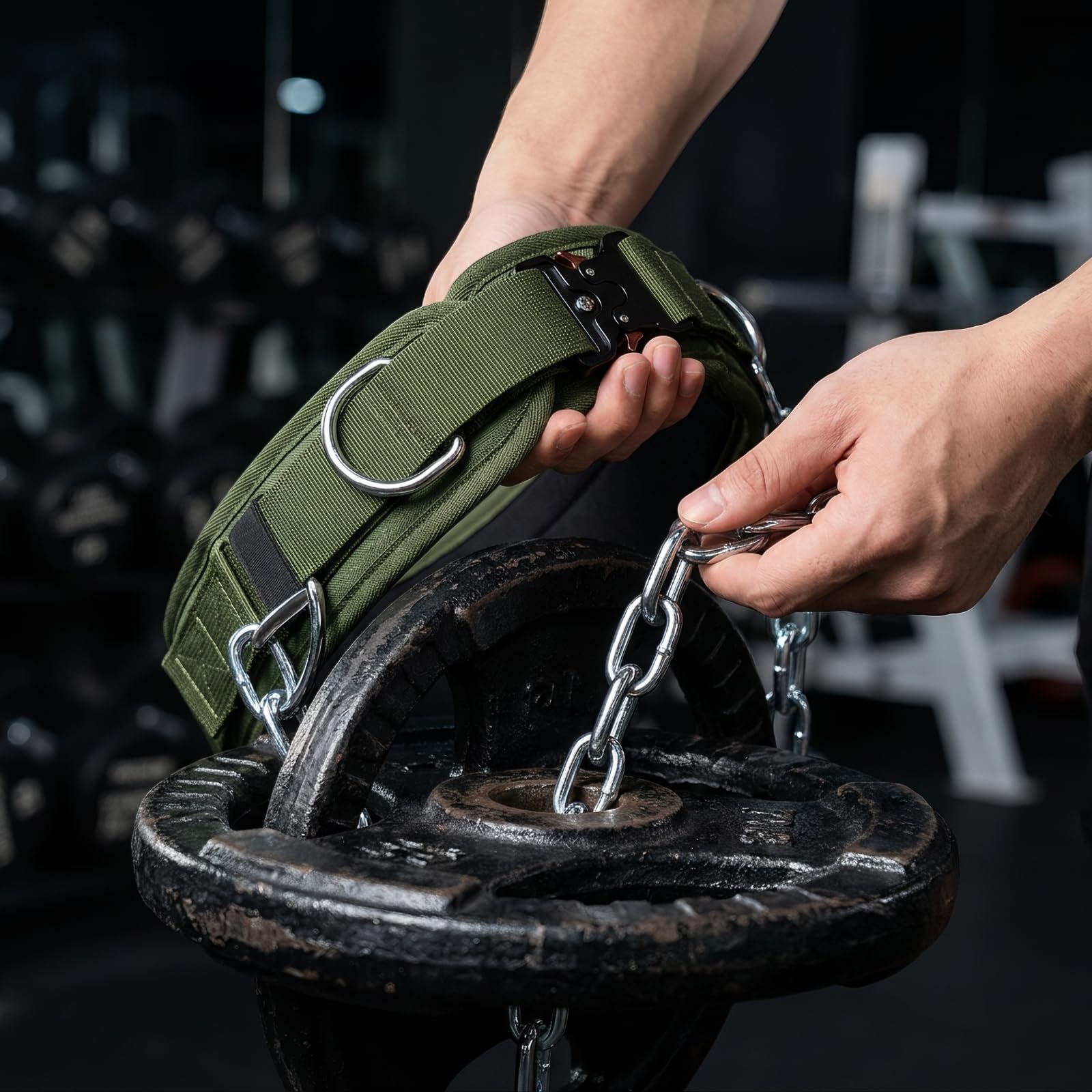 Cintura Sollevamento Pesi Cintura Allenamento Palestra Cintura Zavorra Cintura Bodybuilding con Catena Argentata E Attacchi Laterali Stabilità per
