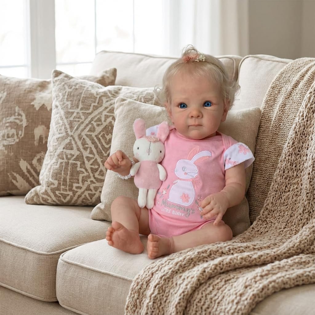 Pinky Reborn Baby Dolls Lovely 18 inch 46 cm Real Looking Reborn Baby Doll Cloth Baby Doll Realistic Newborn Doll Rooted Hair Doll Toy for Ages 3+