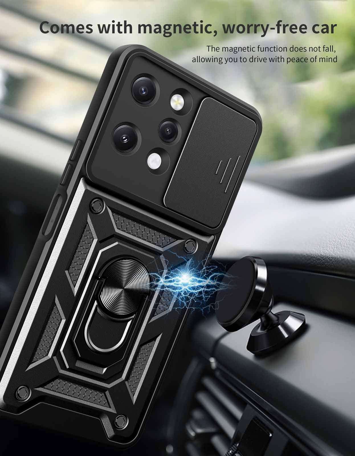 HAOYE Cover Per Xiaomi Redmi 12 4G – Custodia Con Anello Invisibile E Protezione Fotocamera, Rosso