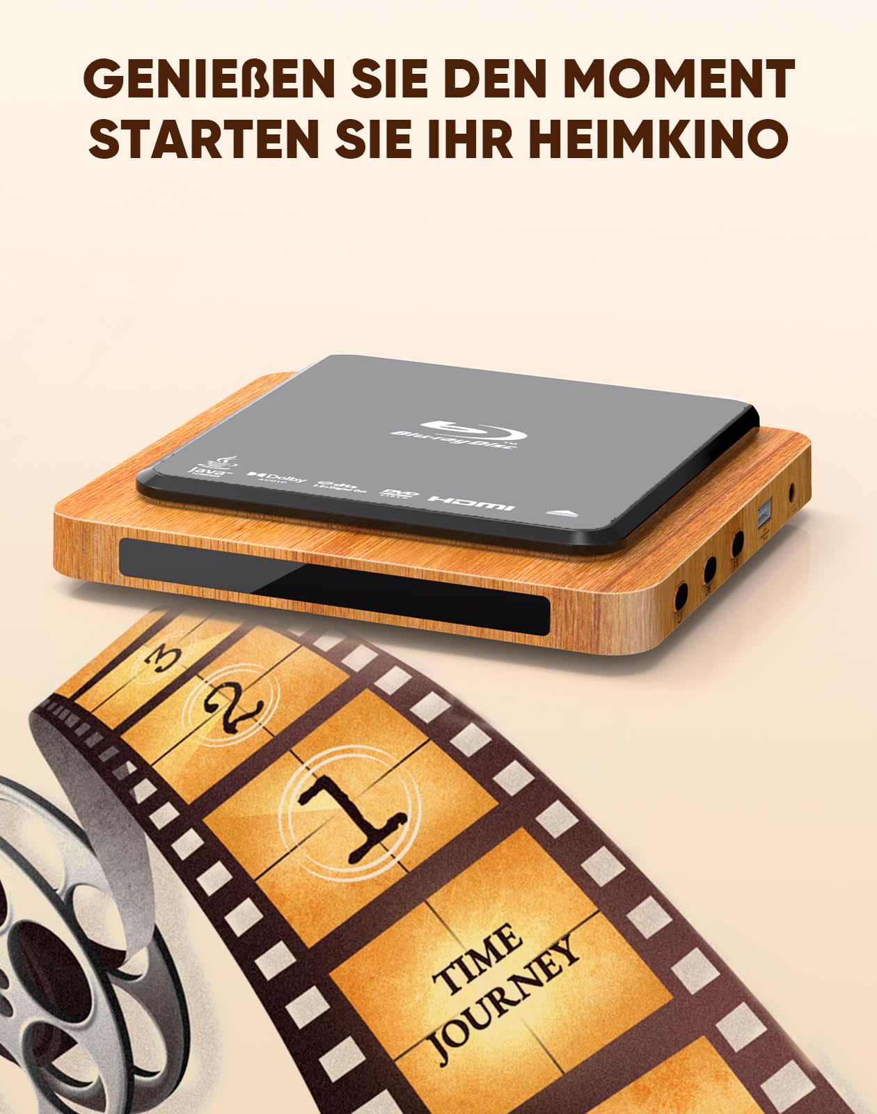 Blu Ray Player 1080P Full HD, Region B/2 Blu-ray & All Region DVD Player, Dolby Audio, HDMI/AV/USB, PAL/NTSC, HDMI & AV Kabel, kompakter DVD Blu-ray Player für TV & Heimkino
