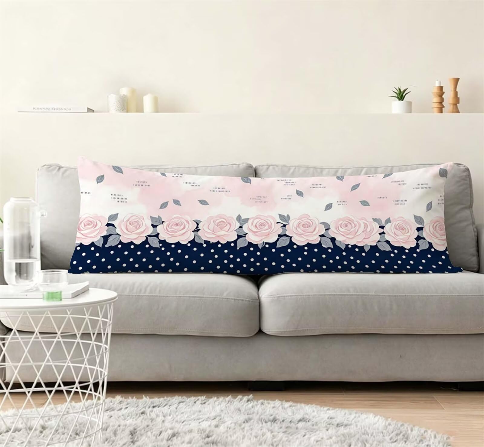 Pink-41 Seitenschläferkissen bezug 55 x 160 cm Schwangerschaftskissen Samt | Modern-3 Langes Kissenbezug mit Unsichtbarer Reißverschluss XXL Kissenbezug Komfortkissen für Bett Sofa Deko j-167