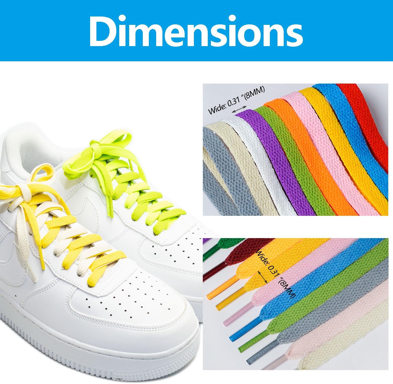 27 Pairs Flat Colored Shoelaces, 27 Colors Shoelaces Set Colorful Shoestrings