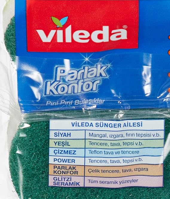 Vileda Comfort Corrugated Sponge, Pack of 2, Shiny