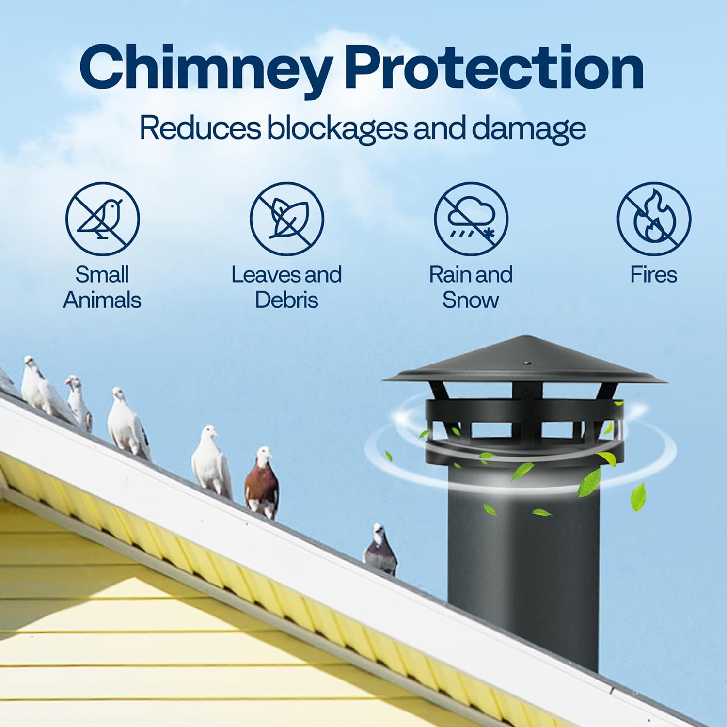 VIVOHOME 6" Cone Top Chimney Cap with Screen, Fireplace Round Chimney Cover, Galvanized Steel Exhaust Rain Caps for Outside, Easy to Install Flue Cap, Black