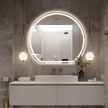 Niccy Half Moon LED Bathroom Mirrors, Irregular Backlit Vanity Mirror, 28"