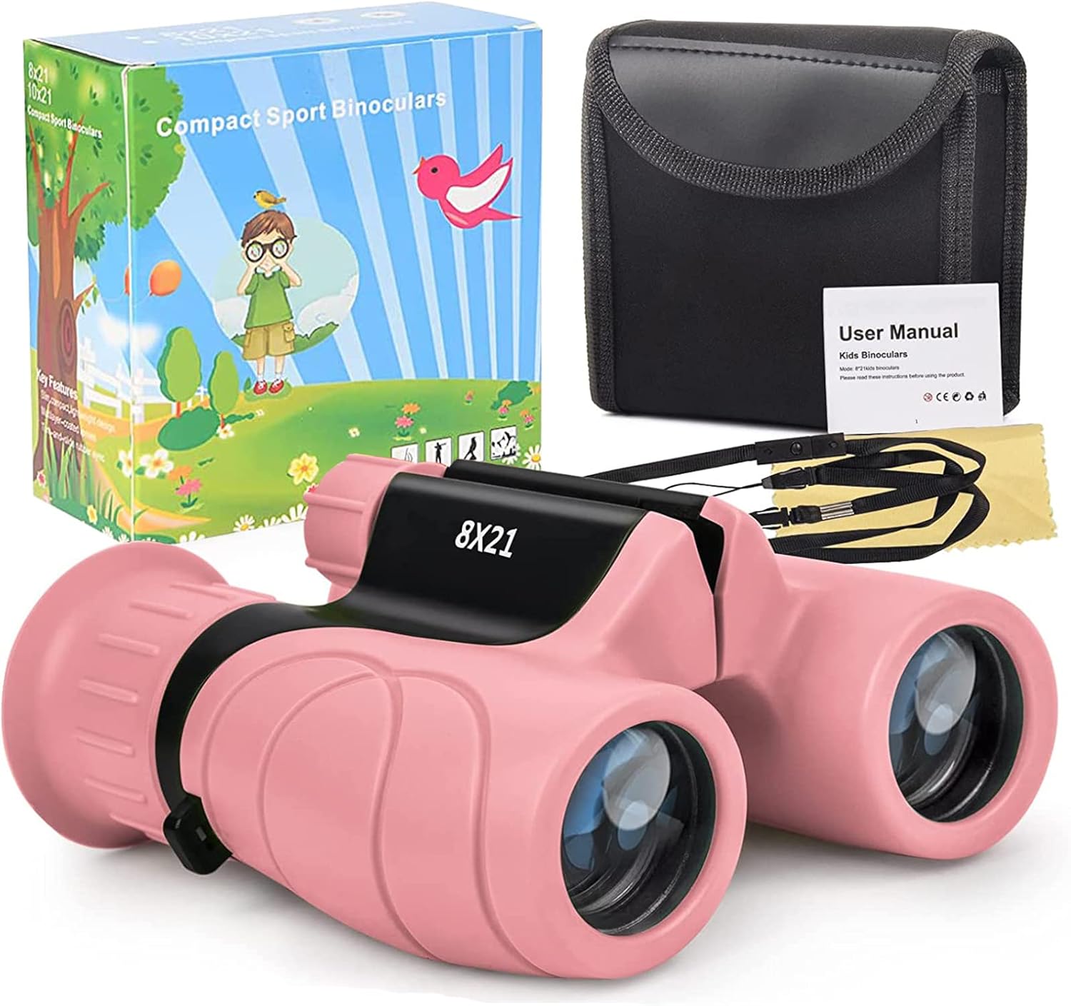 Kids Binoculars,Shockproof 8 x 21 High Resolution Compact Kids