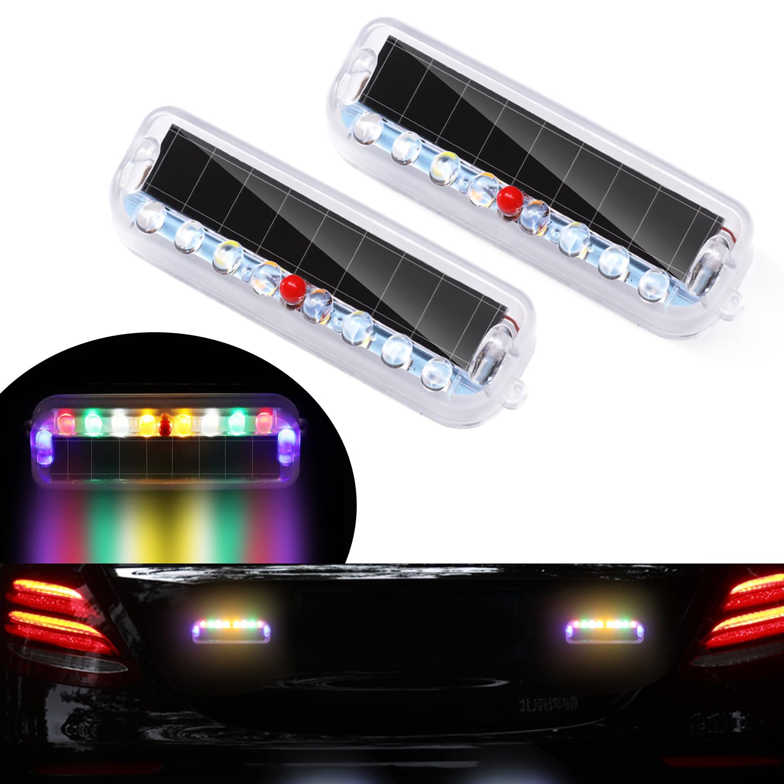 Zurligi 2Pcs Car Alarm Solar Strobe Warning Light - Sensitive Emergency LED Flashing Lamp, Super Bright IP54 Waterproof Wireless Control Beacon for Cars Trucks Motorcyclesp