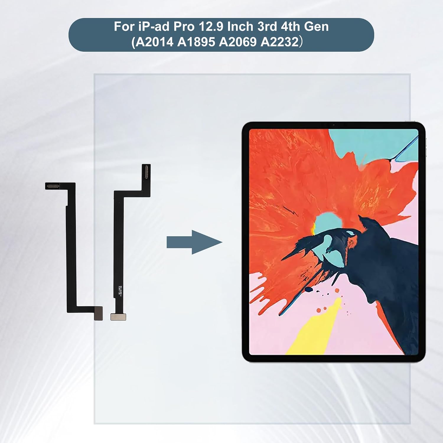 LCD Display Flex Cable for iPad Pro 12.9 Inch 3rd 4th Gen, Screen Connector Repair Part Compatible with A2014 A1895 A2069 A2232