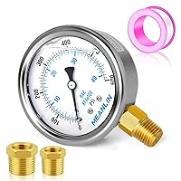 Vista 61 de MEANLIN MEASURE - Manómetro electromecánico de acero inoxidable, relleno de líquido, esfera con cara de 2.5 pulgadas, NPT de 1/4 de pulgada, agua