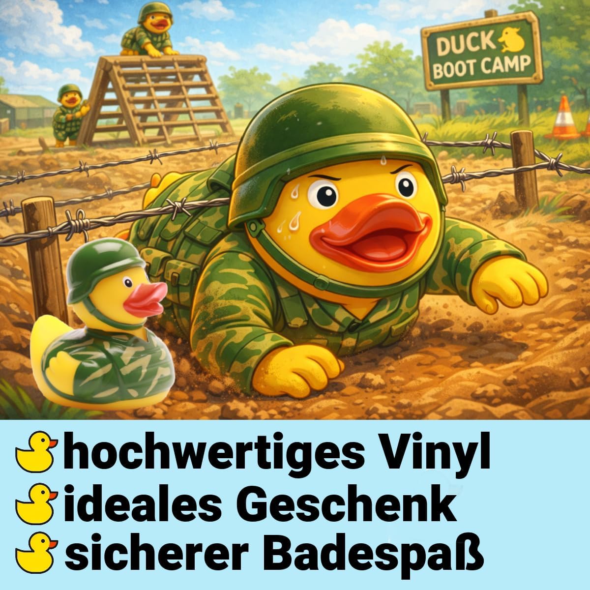 Duckshop I Bath Duck Soldier I Squeaky Duck I Squeaky Duck L: 8.5 cm I Gift for Military Service I Gift for Veterans I For Collectors