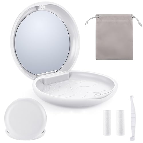 Kit de estuche de retención premium con espejo, funda Invisalign con 2 piezas de masticables, herramienta de extracción de alineador y bolsa de