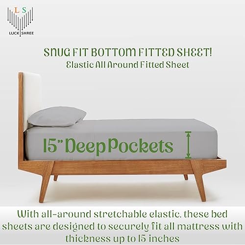 Miniatura 3 de Dreams - Juego de sábanas egipcias de Giza de 800 hilos, 100% orgánico, 4 piezas, bolsillos profundos de 15 pulgadas, sábanas de algodón Giza de