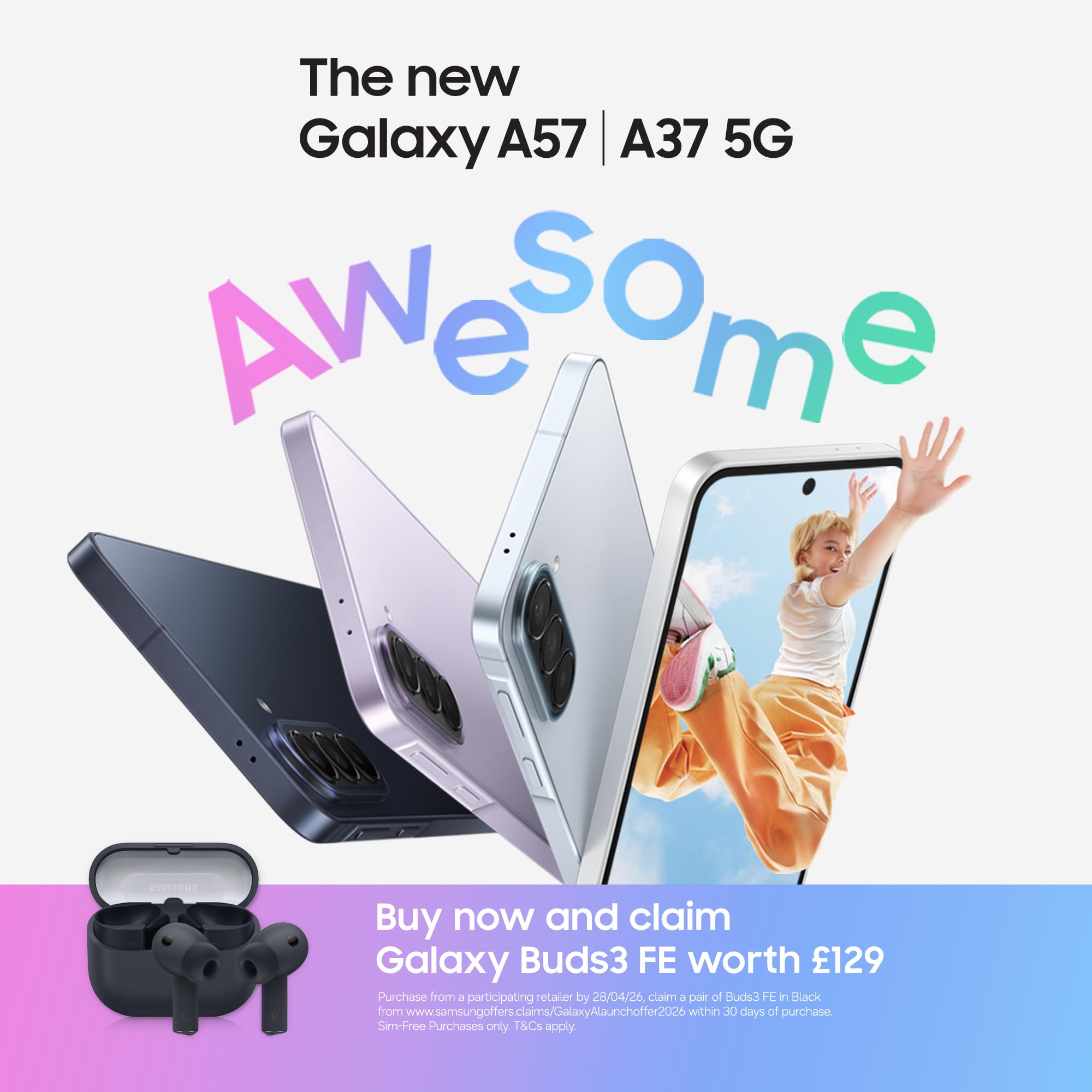Samsung Galaxy A57 5G, Slim Smartphone, Awesome Intelligence Features, 8GB, 256 GB Strorage, 50MP Wide-Angle Camera, Up To 2-Day Runtime, Awesome Lilac, 3 Year Extended Warranty - 3