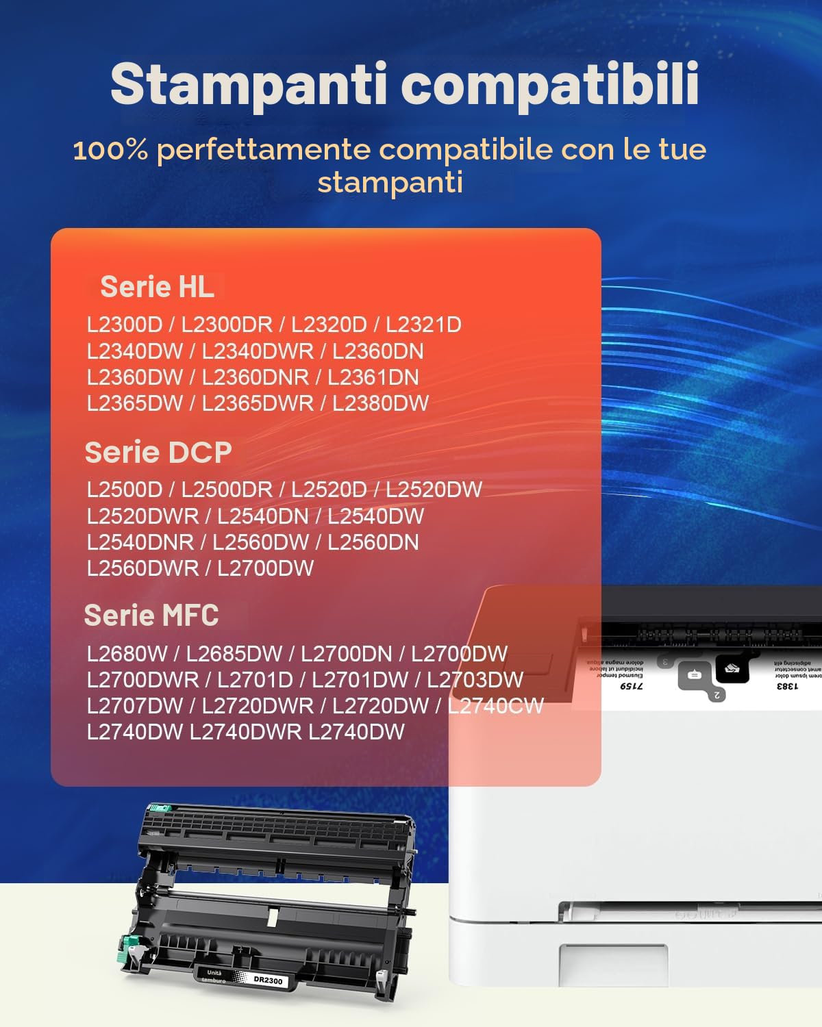 DR2300 Tamburo compatibile con Brother DR-2320 Tamburo DR2320 TN-2320 Toner per Brother MFC-L2700DW MFC-L2700DN MFC-L2720DW HL-L2340DW HL-L2300D DCP-L2520DW DCP-L2540DN MFC-L2740DW