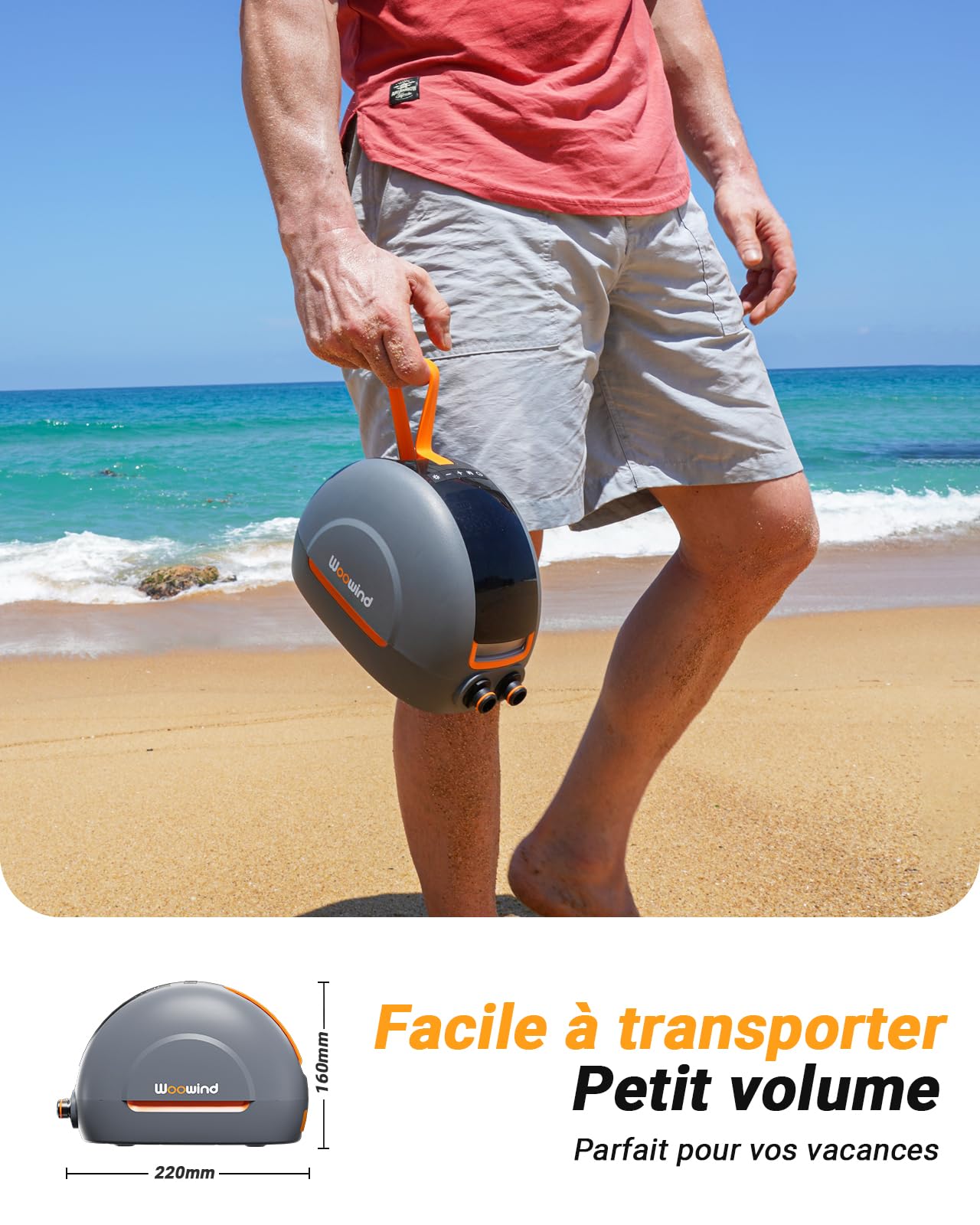 Woowind NW10 Pompe à Paddle Portable Pompe Sup Haute Pression 20 PSI Pomp à Air Sup Double Étape Gonflage/Dégonflage TypeC/12V DC Pomp Électrique pour Planches Paddle Gonflables, Bateaux, Kayaks