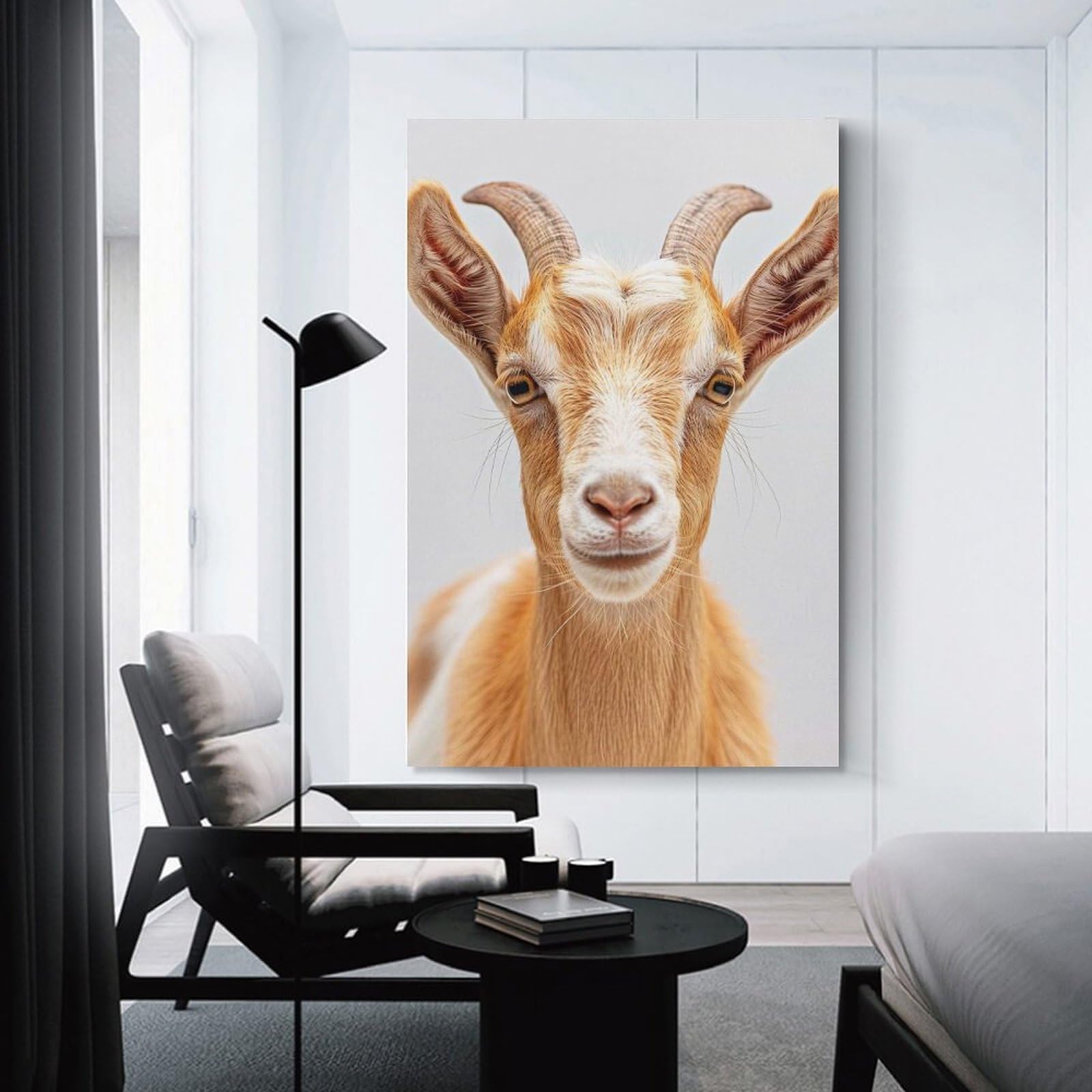 Junmoney Canvas Wall Art Goat Face, 20x30inch(50x75cm), for Living Room, Lounge Or Sitting Room, Canvas Styling for A Polished Room Look