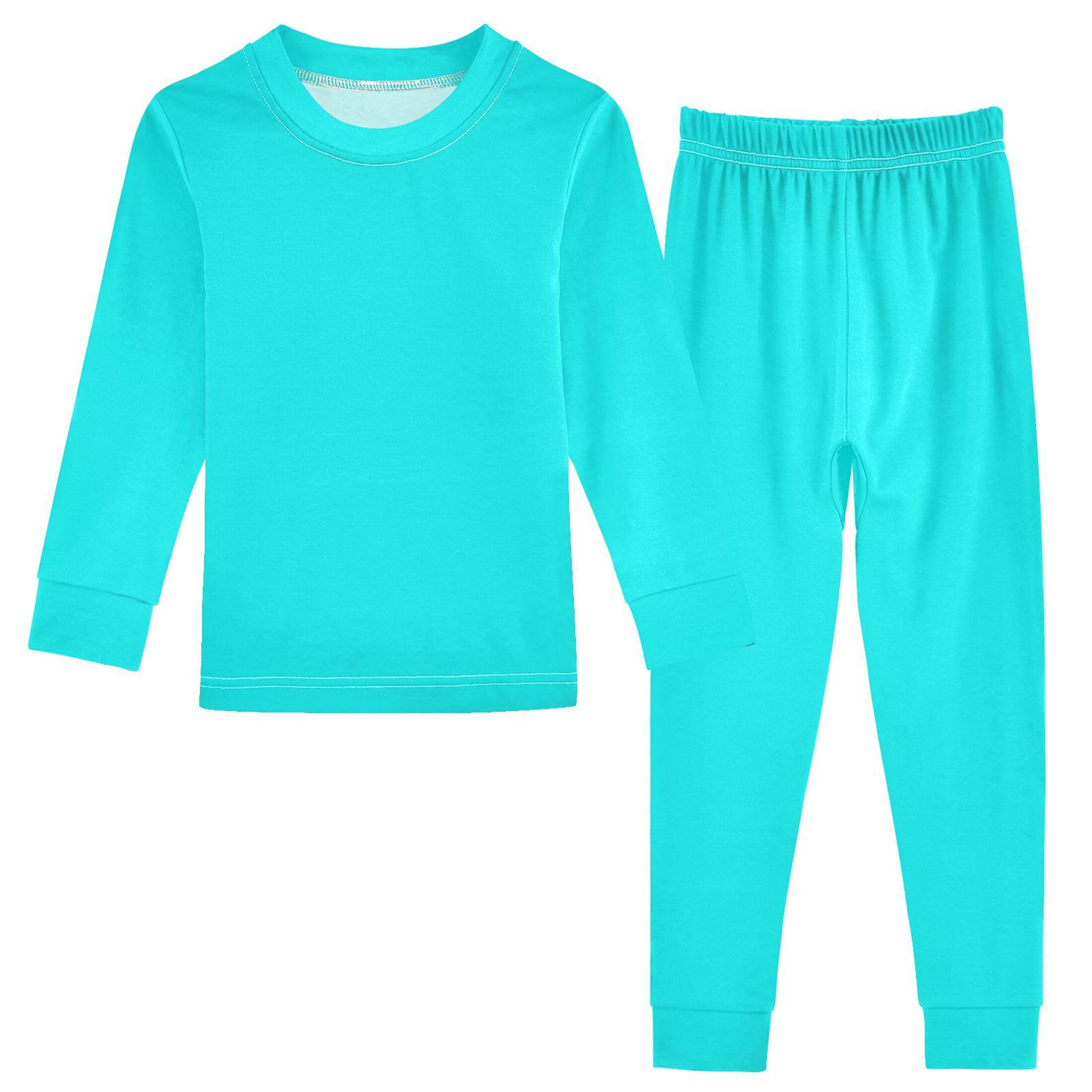 Aqua Long Sleeve Pajamas Set Sleepwear Jammies 2pcs Set Pjs Aqua