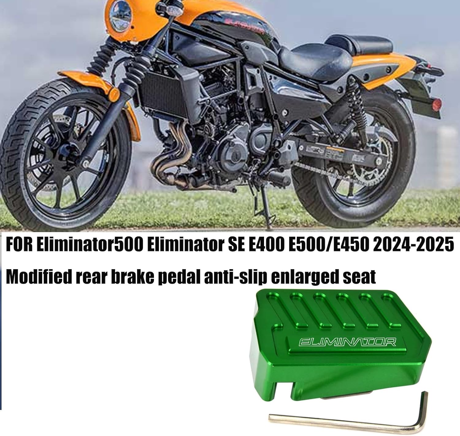 FOR Eliminator500 SE Eliminator SE E400 E500 E450 2024-2025 Brake Enlarged Pad Anti-slip Foot Pad Width Motorcycle Accessories (green)