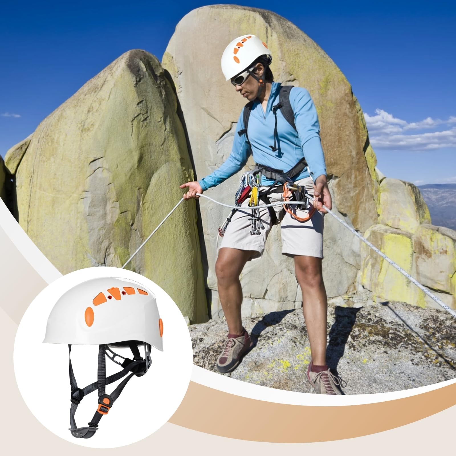 Verstellbarer Kletterhelm, ABS- und PC-Konstruktion, leicht und belüftet, geeignet für Klettern, Höhlenforschung und Outdoor-Sportarten
