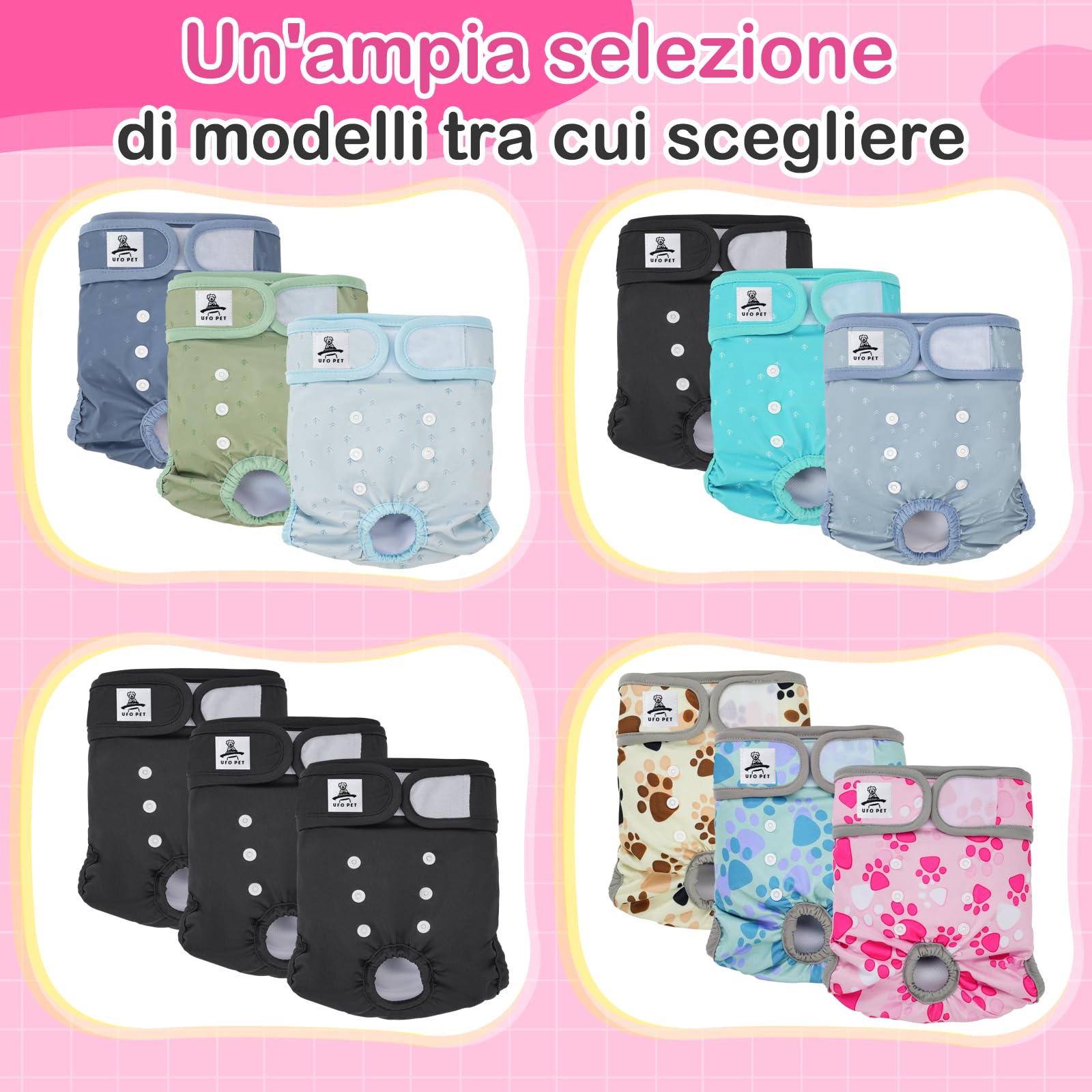 Mutandine Cane Femmina Calore Lavabili S (3 Pezzi), Assorbenti per Cani e Gatti, Pannolini da Ciclo per Femmine Cani