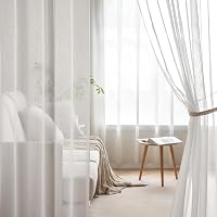 MIULEE Fehér Fátyolfüggöny Szett 2 db - Áttetsző Voile Függöny Nappali és Hálószoba Dekorációhoz, Ráncolt Szalaggal, 140x175 cm 2