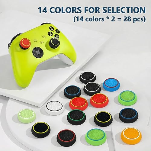 Vista 4 de 28PCS Optimized Silicone Thumb Grips & Joystick Caps for PS4/PS5/Xbox Controllers Accessories 14 Colors, Anti-Slip, Anti-Scratch & Enhanced Gaming