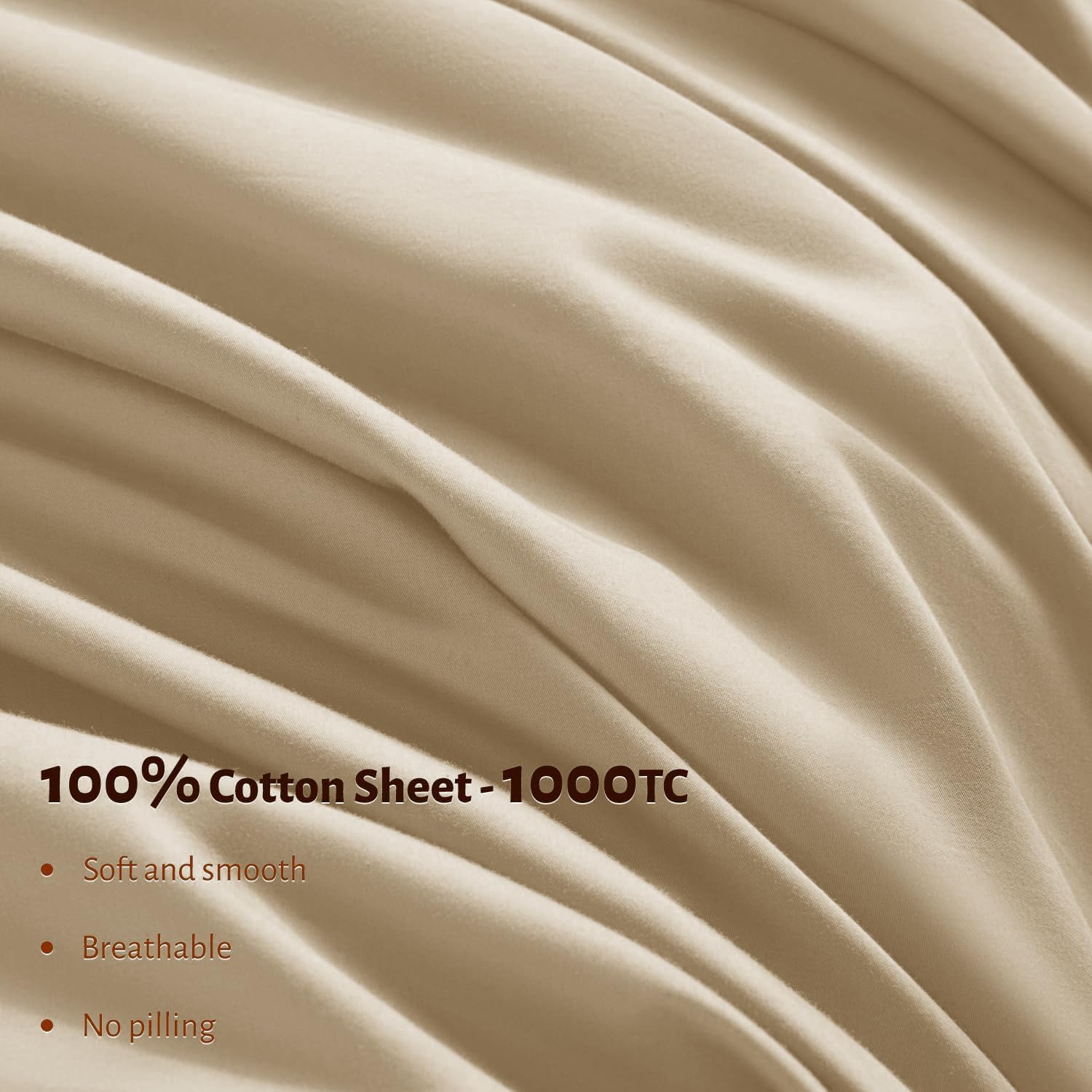Shilucheng Juego de sábanas de 100% algodón Egipcio tamaño Queen, 1000 Hilos, sábanas de algodón de Lujo, Ropa de Cama y Fundas de Almohada Transpirables y refrescantes, Bolsillo de 40 cm de
