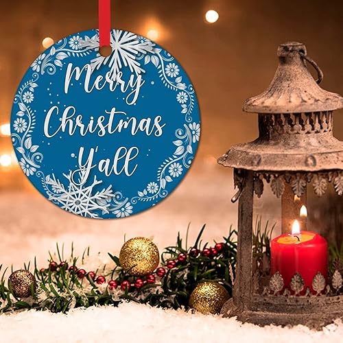 Miniatura 48 de Tree Decoration Ornaments Merry Christmas Y'all Holiday Present Ceramic Xmas Tree Ornament Gold Snowflake Ball Wreath Christmas Decorations Gift
