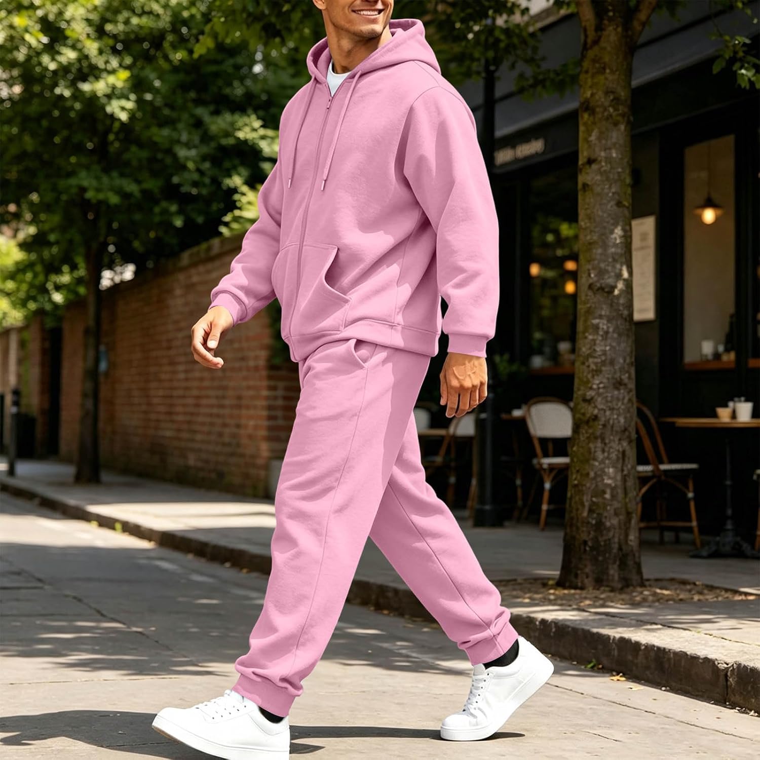Mens Two Piece Tracksuit Full Zip Sweatshirt and Jogger Pants Set