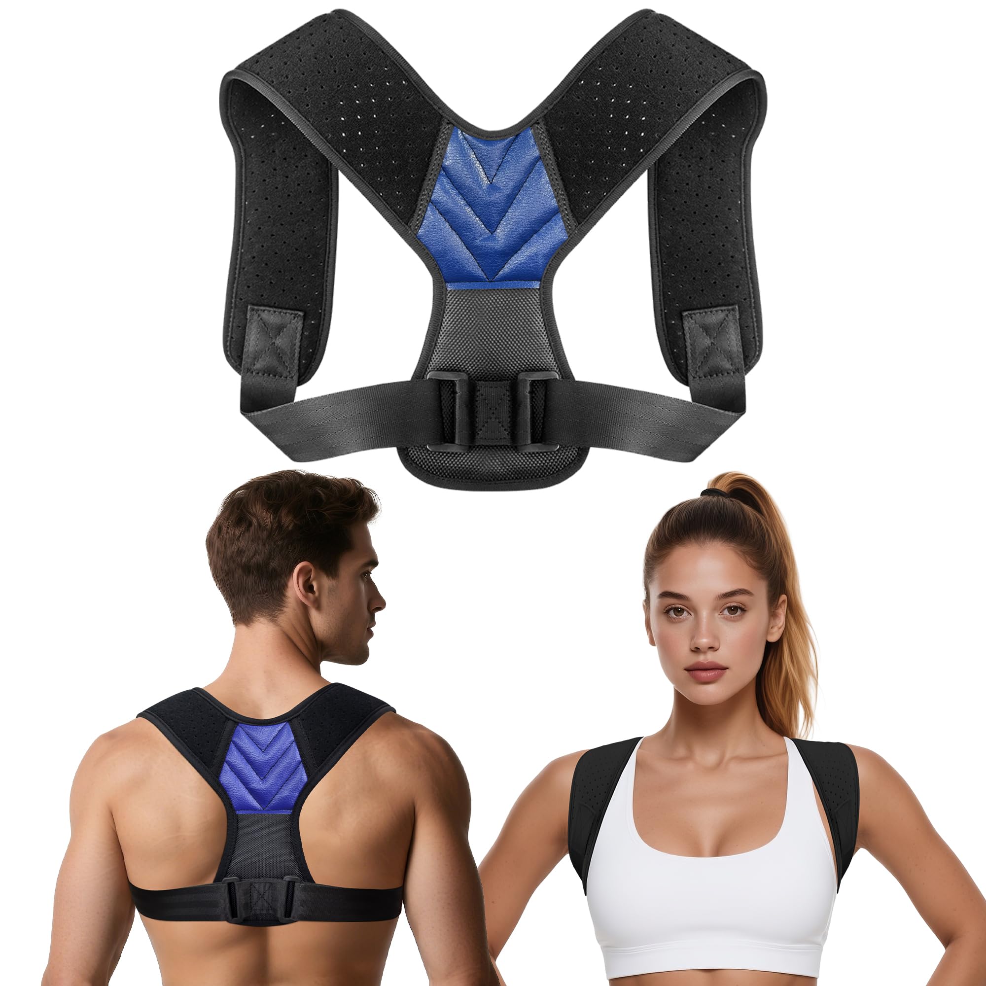 Abismat Back Posture Corrector for Men Women, Invisible Back Brace Shoulder Straightener for Neck Shoulder & Upper Back Pain Relief, (Chest Size 27"-