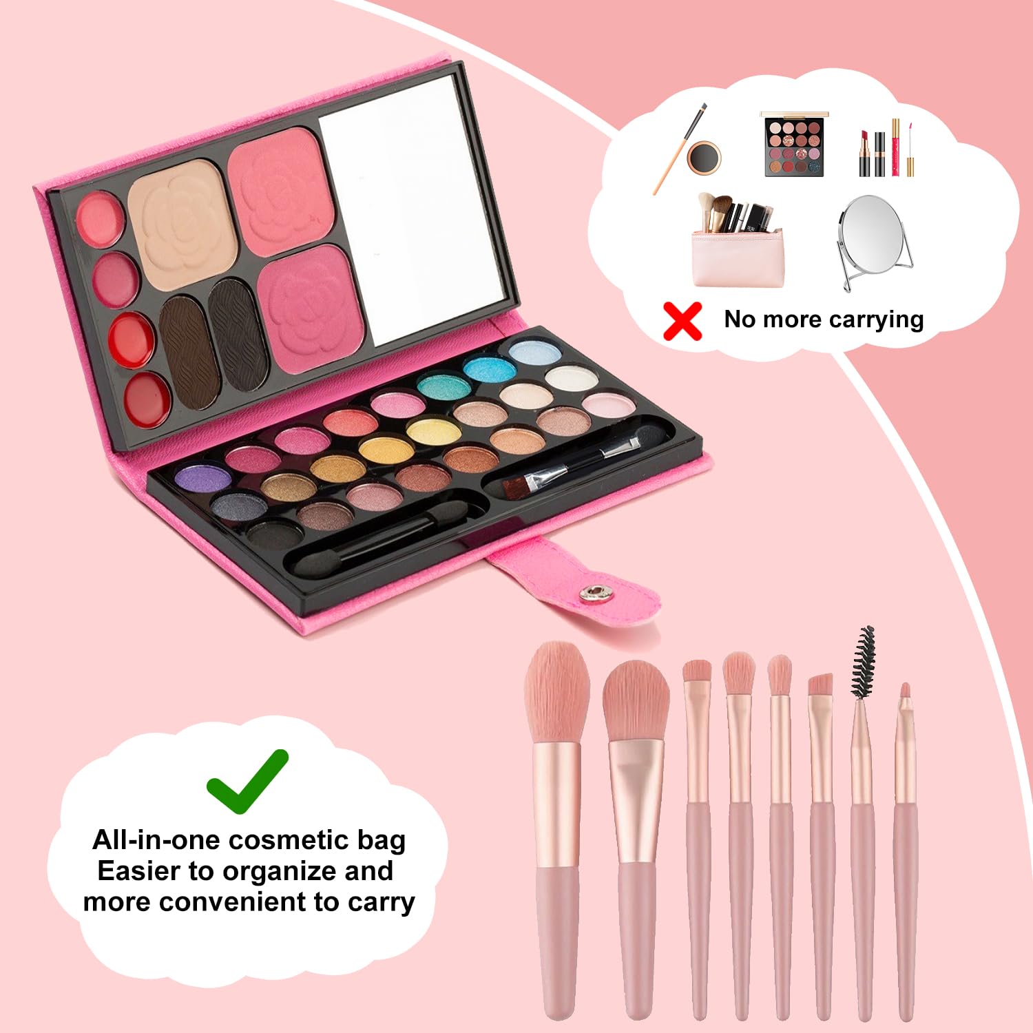 Set De Maquillaje Infantil De 33 Colores | Paleta Todo En Uno Con Sombras, Coloretes Y Pintalabios | Regalo Para Halloween Y Cumpleaños