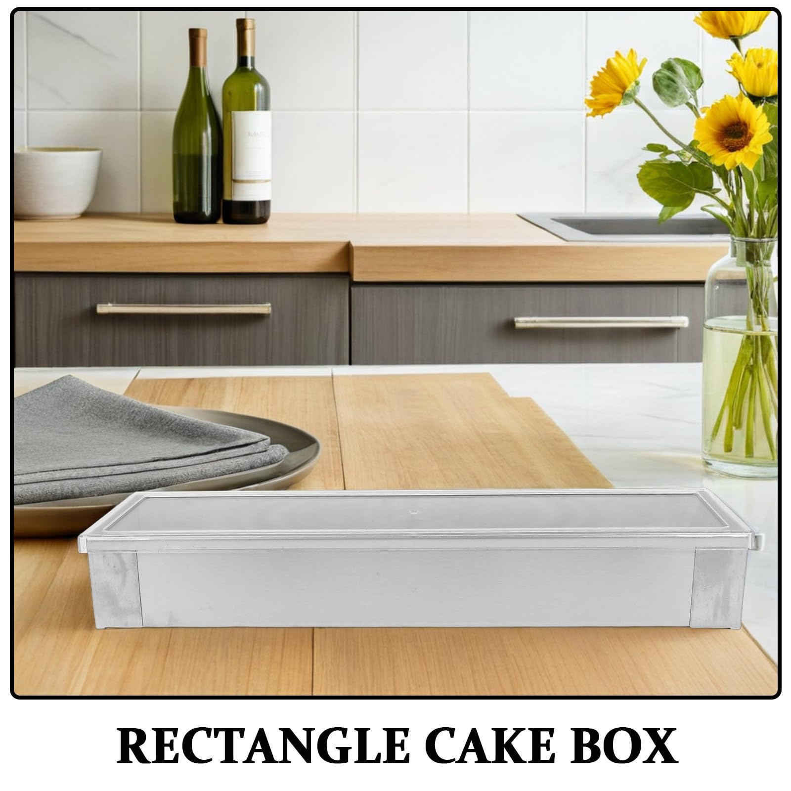 TIDTALEO Molde Rectangular de Acero Inoxidable con Tapa y Medidas Grabadas, Bandeja para Pasteles y Postres Versátil para Repostería Profesional y Casera