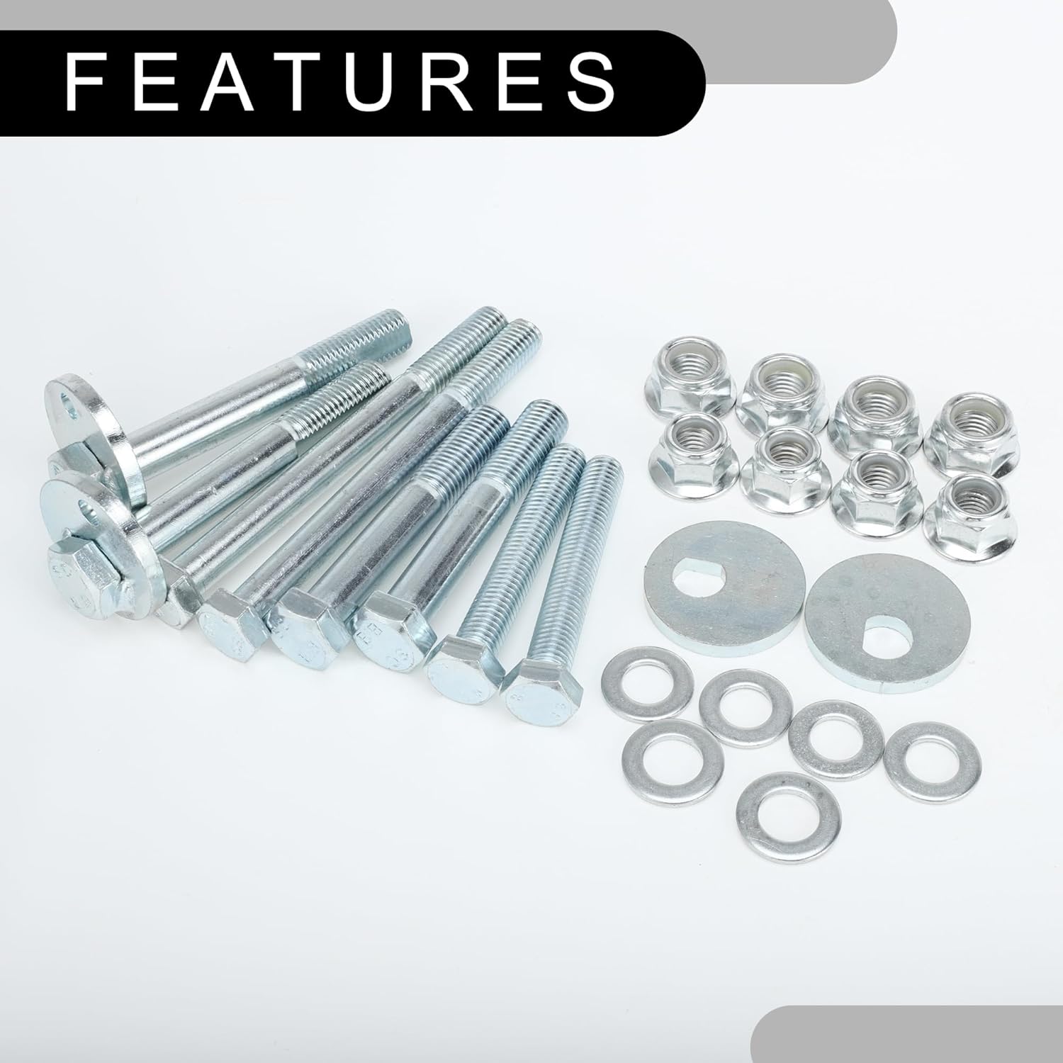 Front Control Arms Cam Bolts Hardware Kit - Car Bolts - for Dodge for Ram 1500 (1/2 Ton) 4x4 Models Only 2002-2008 Metal Silver Tone - 1 Set