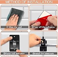 Vista 4 de 2 piezas de soportes de barra de cortina autoadhesivos, soportes universales de plástico para barra de cortina, soportes de barra de cortina sin